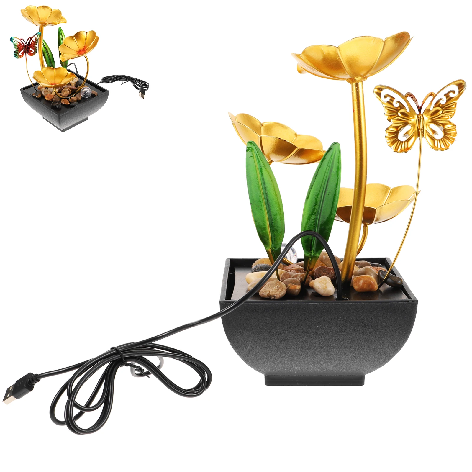 

Lotus Leaf Indoor Water Fountain Mini Tabletop Waterfall Relaxation Fountain Desk Decor Living Room Ornament Interior Waterfall