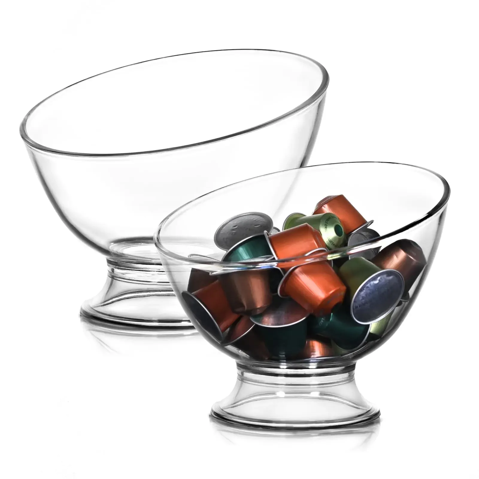 Soporte para cápsulas de café, organizador de cápsulas de café de plástico, cuenco decorativo de plato de caramelo de fruta de ensalada de aperitivos inclinados de corte inclinado de vidrio transparente