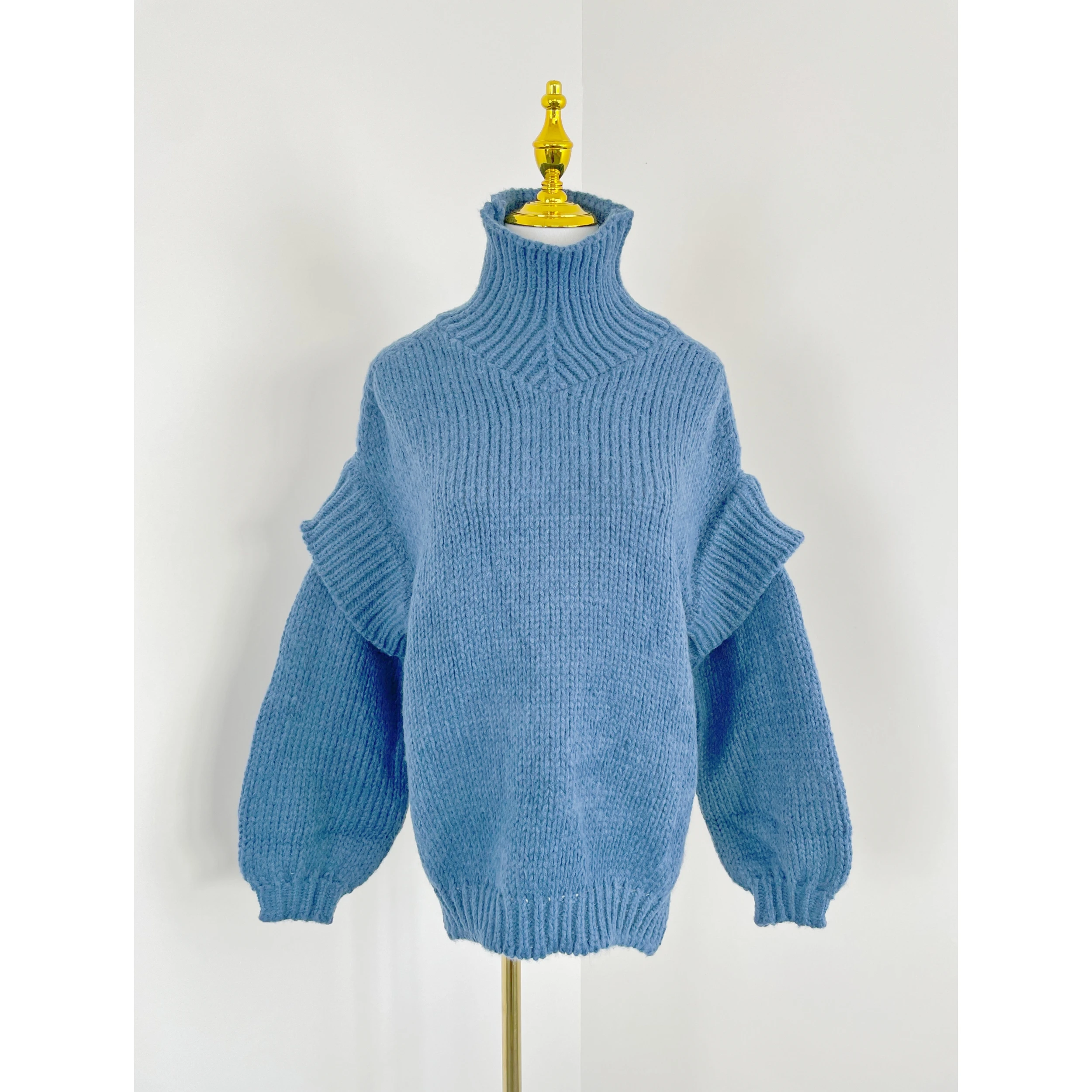 الخريف الشتاء عالية Ne فضفاضة المرأة سترة تصميم الإحساس محبوك أعلى تخفيف Sle البوليستر طويل Sve الدفء