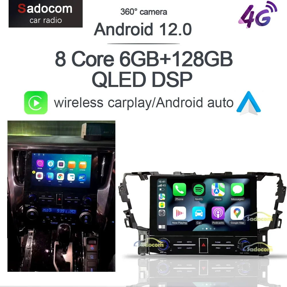 

Автомобильный мультимедийный плеер Carplay, 2K, Android 11,3, 8 ГБ + 13,0 ГБ, радио, GPS-навигация, Wi-Fi, для Toyota Vellfire Alphard 30 2015-256