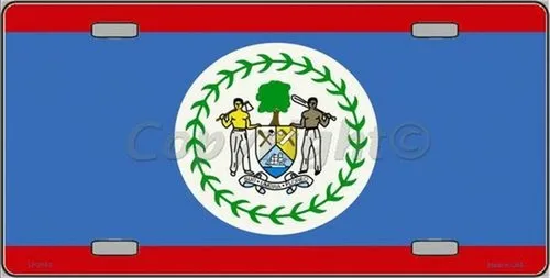 Belize Flag Metal Novelty License Plate Auto Tag Aluminum