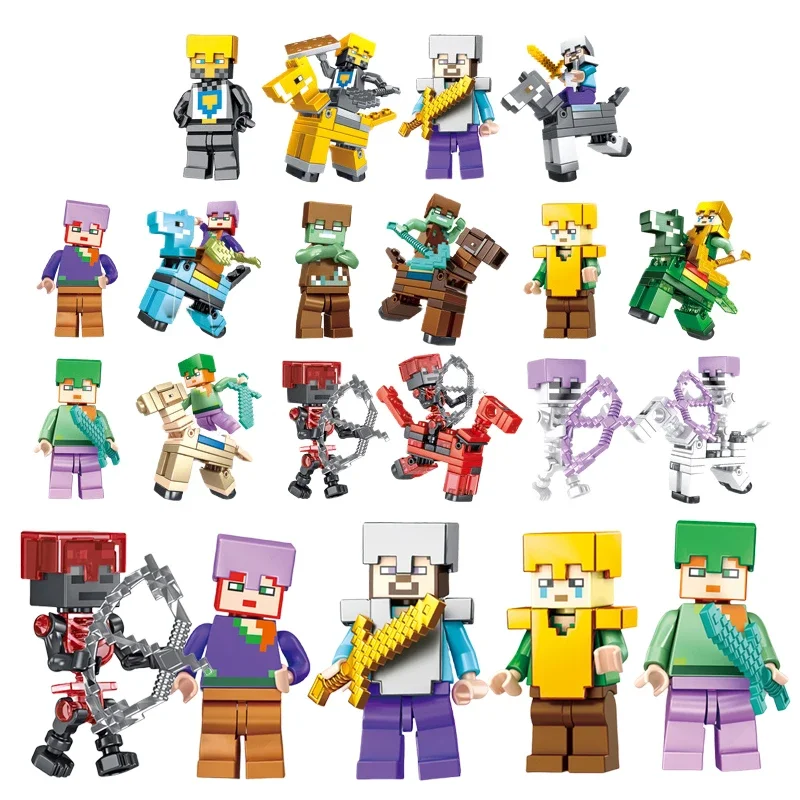 

8Pcs Minecraft Steve Action Figure Assembled Toys Model Ornament Game Mc Dream Peripheral DIY Model Children's Birthday Gifts