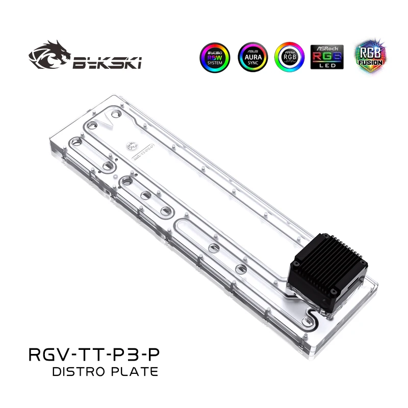 BYKSKI Acrylic Board Water Channel Solution use for ThermalTake/Tt Core P3 for CPU GPU Block / 3PIN RGB / Instead of Reservoir