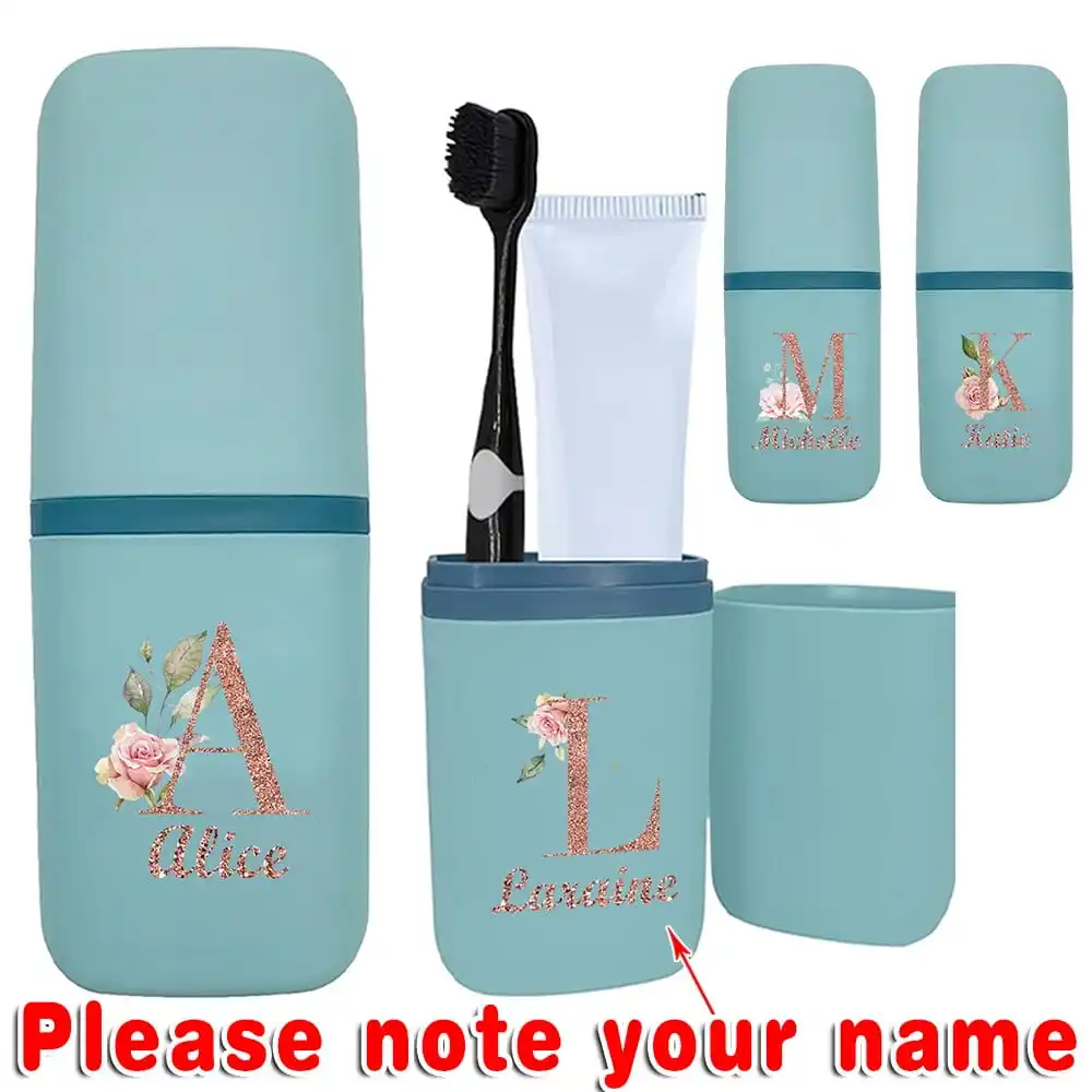 

Custom Name Portable Toothbrush Storage Case Toothpaste Holder Large Capacity Mouthwash Cup Detachable Organizer for Comb Shaver