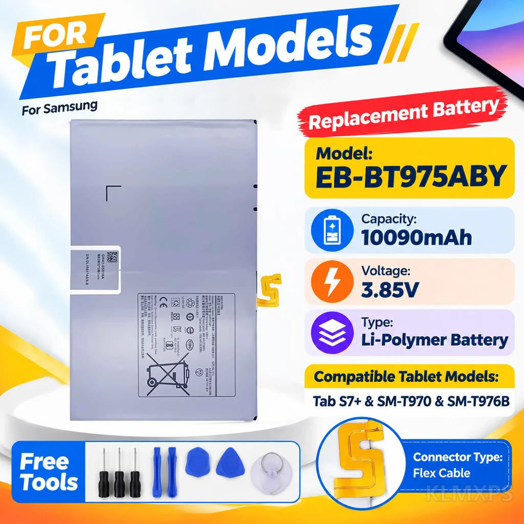Tablet Replacement Battery EB-BT975ABY 10090mAh Lithium Polymer For Samsung Galaxy Tab S7 Plus Compatible With SM-T970 SM-T976B