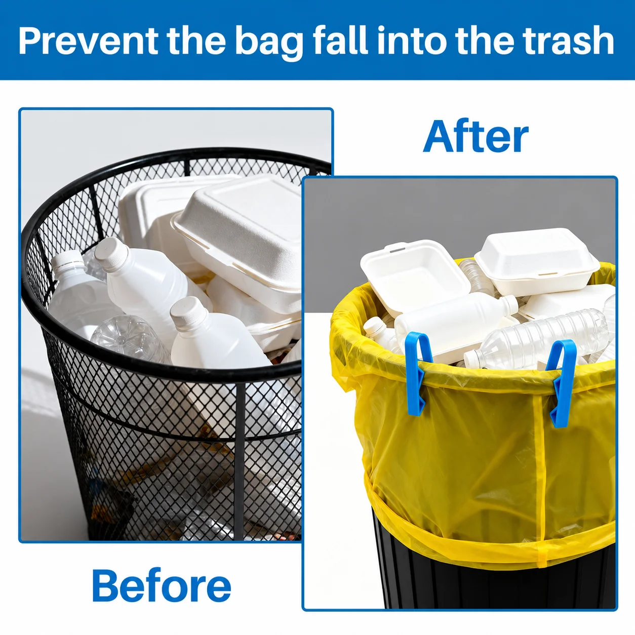 10/20 Innovative Trash Can Clips - Safe and Non Slip Trash Bag Holder Stylish Divider Side Clips Convenient for Home Use