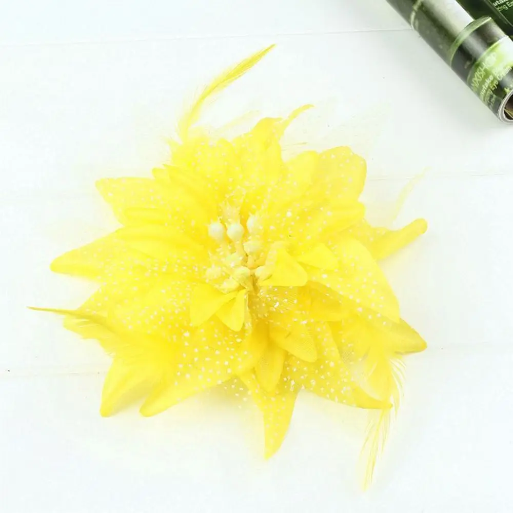 Fashion Brooch Feathers Hair Clip Flower Beads Wrist Flower Feather Corsage Barrettes for Ladies Children's
