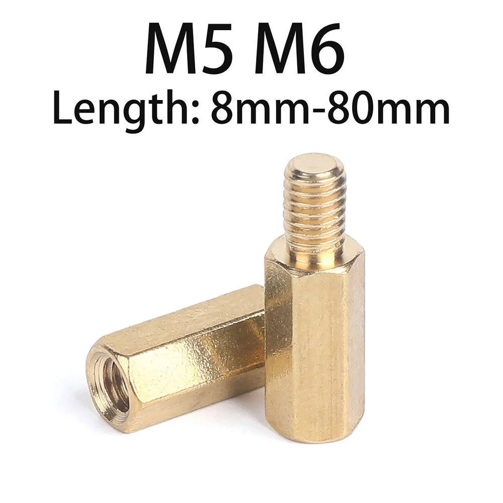 M5 M6 Male Female Hex Brass Threaded Standoffs PCB Motherboard Rack Studs W-F Hex Pillars Custom Circuit Board Assembly Hardware
