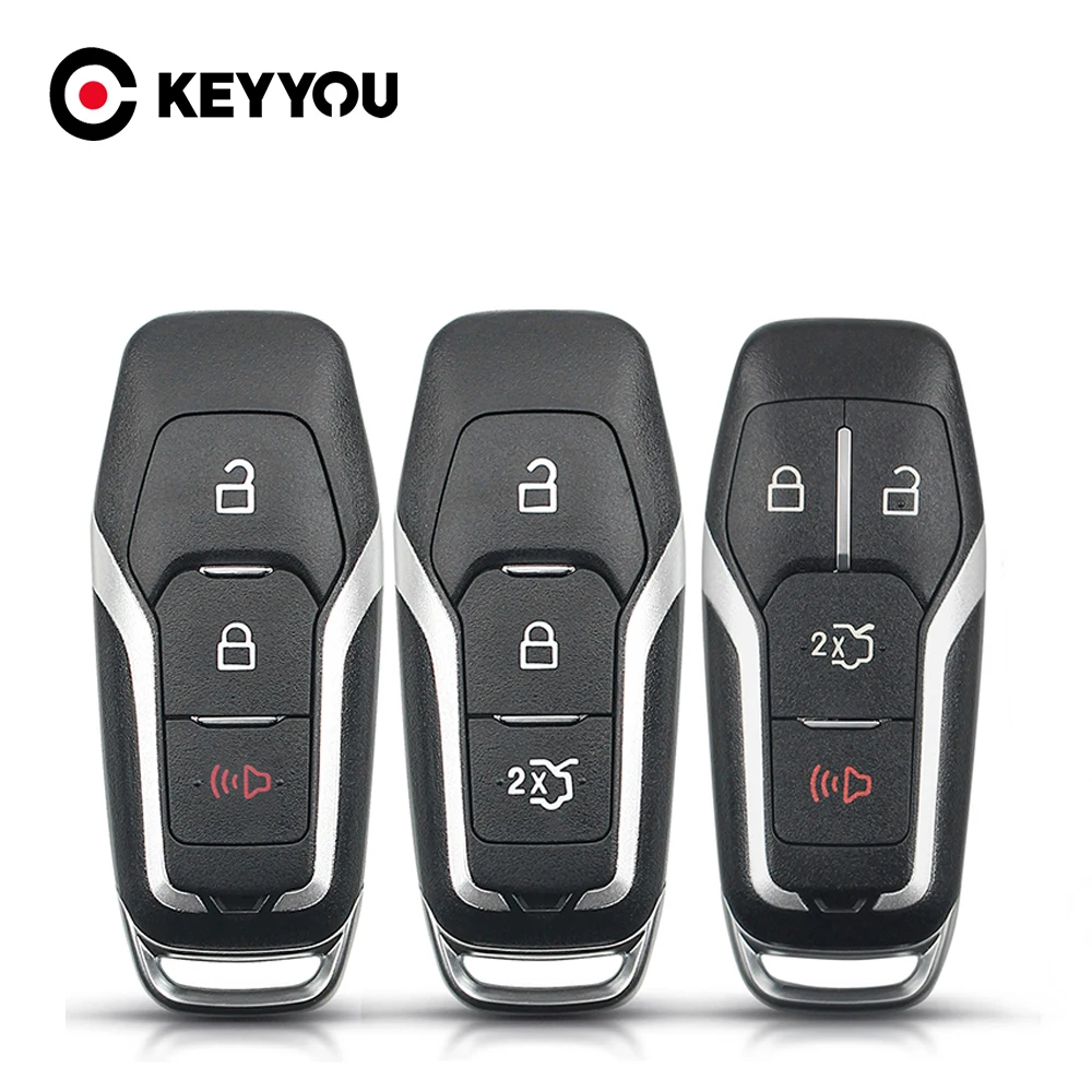 KEYYOU For Ford Mondeo Edge S-Max Galaxy 2015 2016 2017 Fob 3/4 Buttons Remote Smart Car Key Shell Replace Case