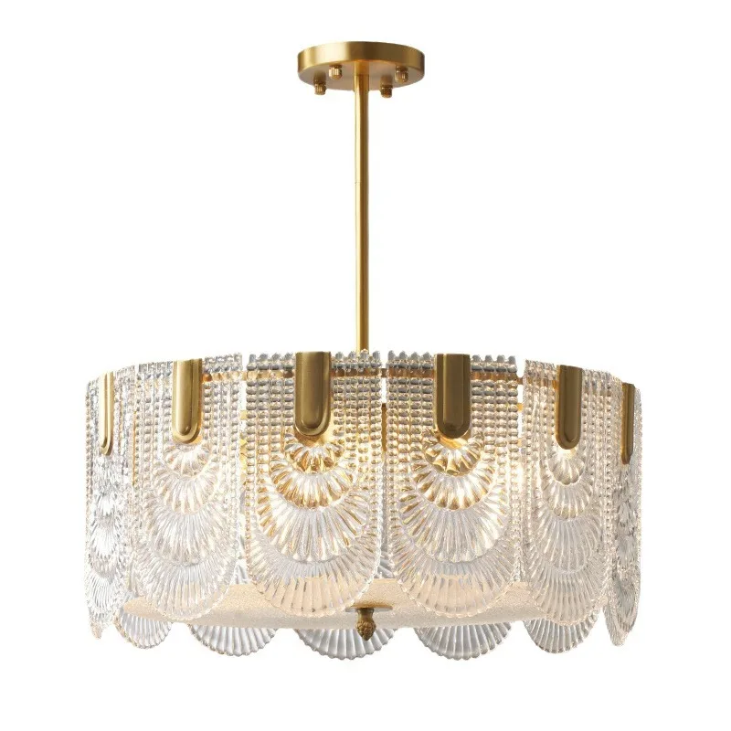 

American light luxury all-copper living room chandelier, postmodern restaurant retro lamp