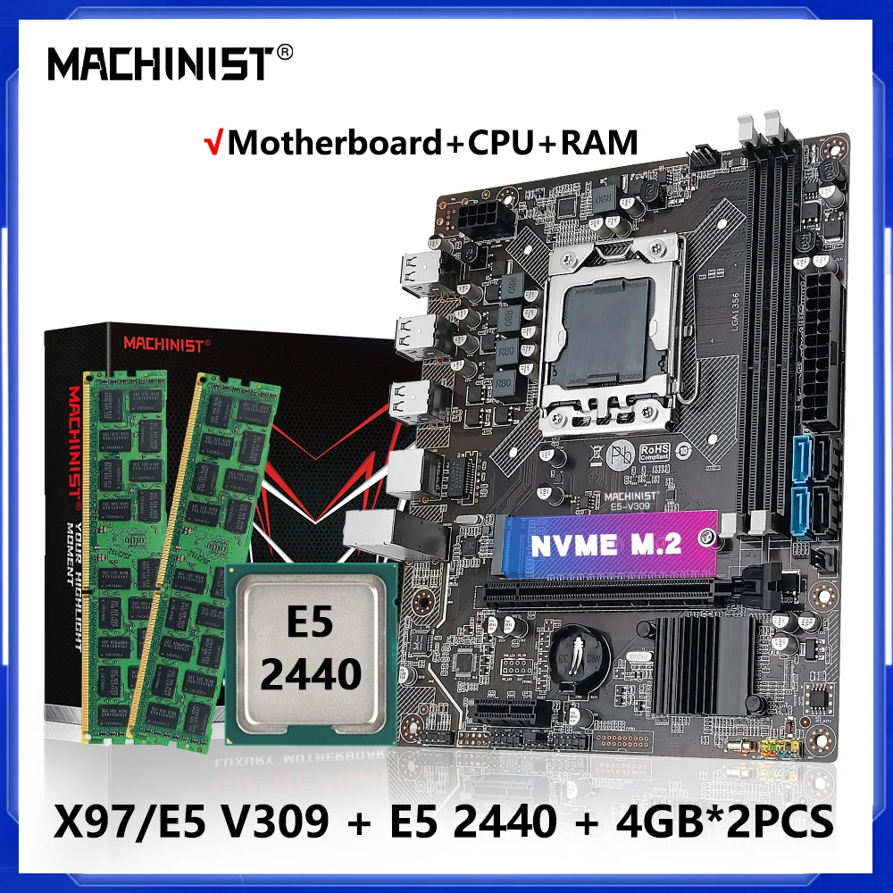 

Комбинированная материнская плата MACHINIST X79 опционально Xeon E5 2440 LGA 1356 CPU 8 ГБ DDR3, комплект памяти NVME SATA M-ATX Server E5 V309