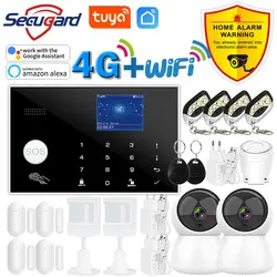 Tuya Smart WiFi GSM Home Alarm System 4G SIM Card Burglar Host 433MHz Wireless Door Sensor PIR Motion Detector Camera