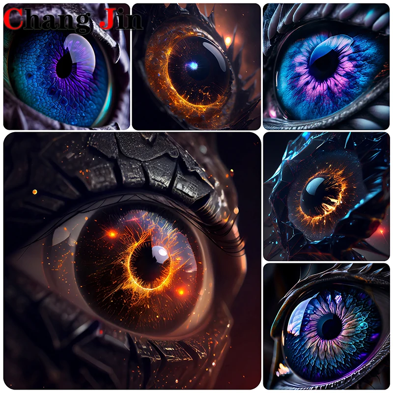 5D Diy Diamond Painting Dragon Snake Eye Science Feature Diamond Art Animal Eyes Embroidery Cross Stitch Mosaic Home Decor Gift