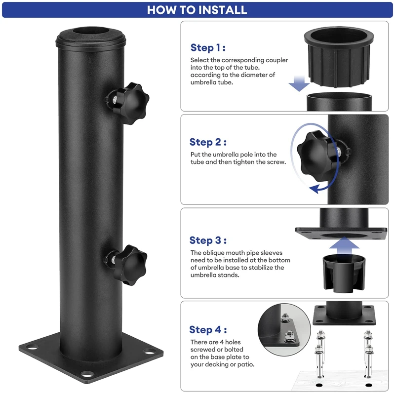 Patio Umbrella Stand Base Replacement Outdoor Umbrella Holder And Clamp On Decks, Table Umbrella Stand In Patio And Courtyard