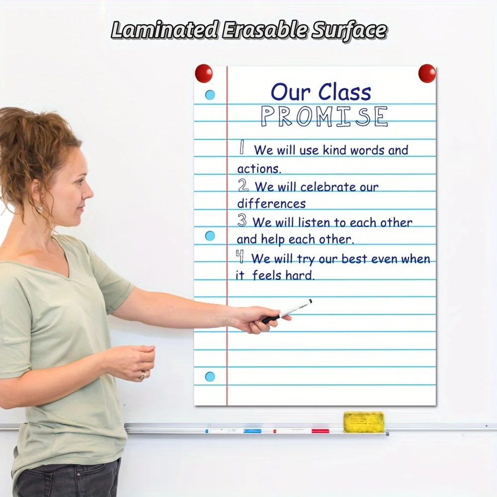 2-piece Erasable Poster Set (with 4 Oil-based Pens), Large-sized Grid Whiteboard Chart, Suitable for Classrooms and Offices