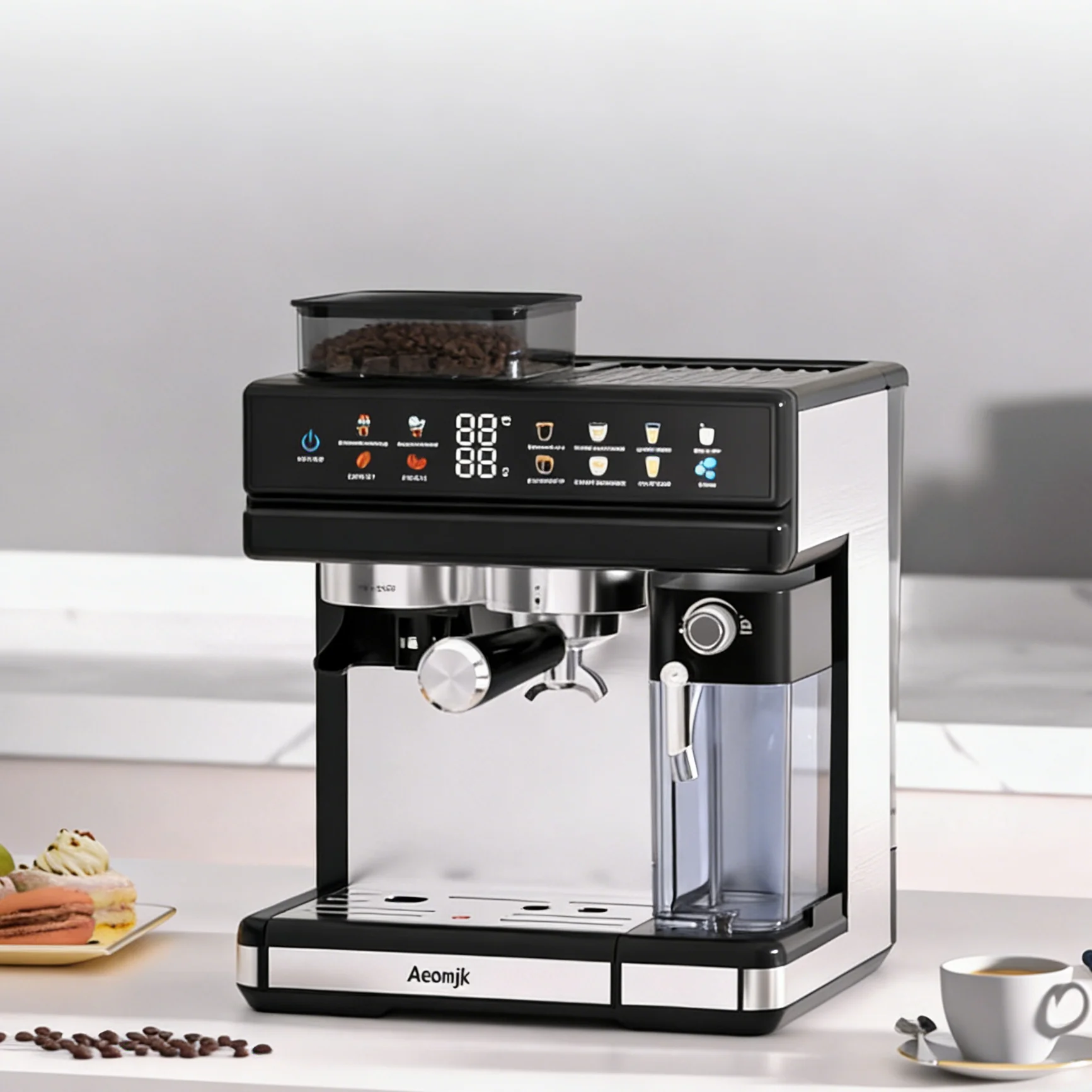 Portable European Italian Style Smart Coffee Maker 20 Bar Pressure Digital Temperature Control Automatic Grinder
