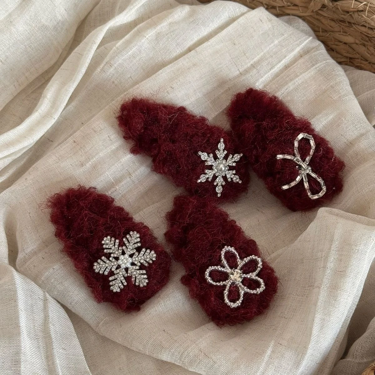 New Year Red Cute Flower BB Clip Autumn/Winter Fashion Versatile High-End Side Clip Fluffy Hair Clips Hair Accessories Headwear