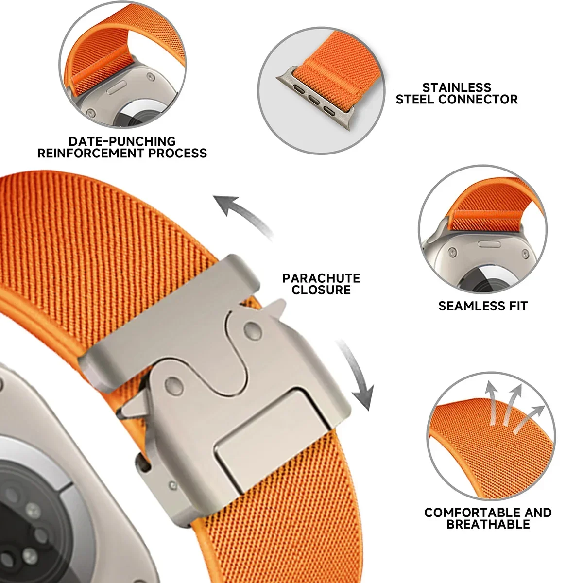 Nylon Strap for Apple Watch Ultra 2 Band 49mm 10 9 8 7 45mm 41mm 44mm 46mm 42mm Braided Elastic Bracelet for IWatch Series 6 SE image 6