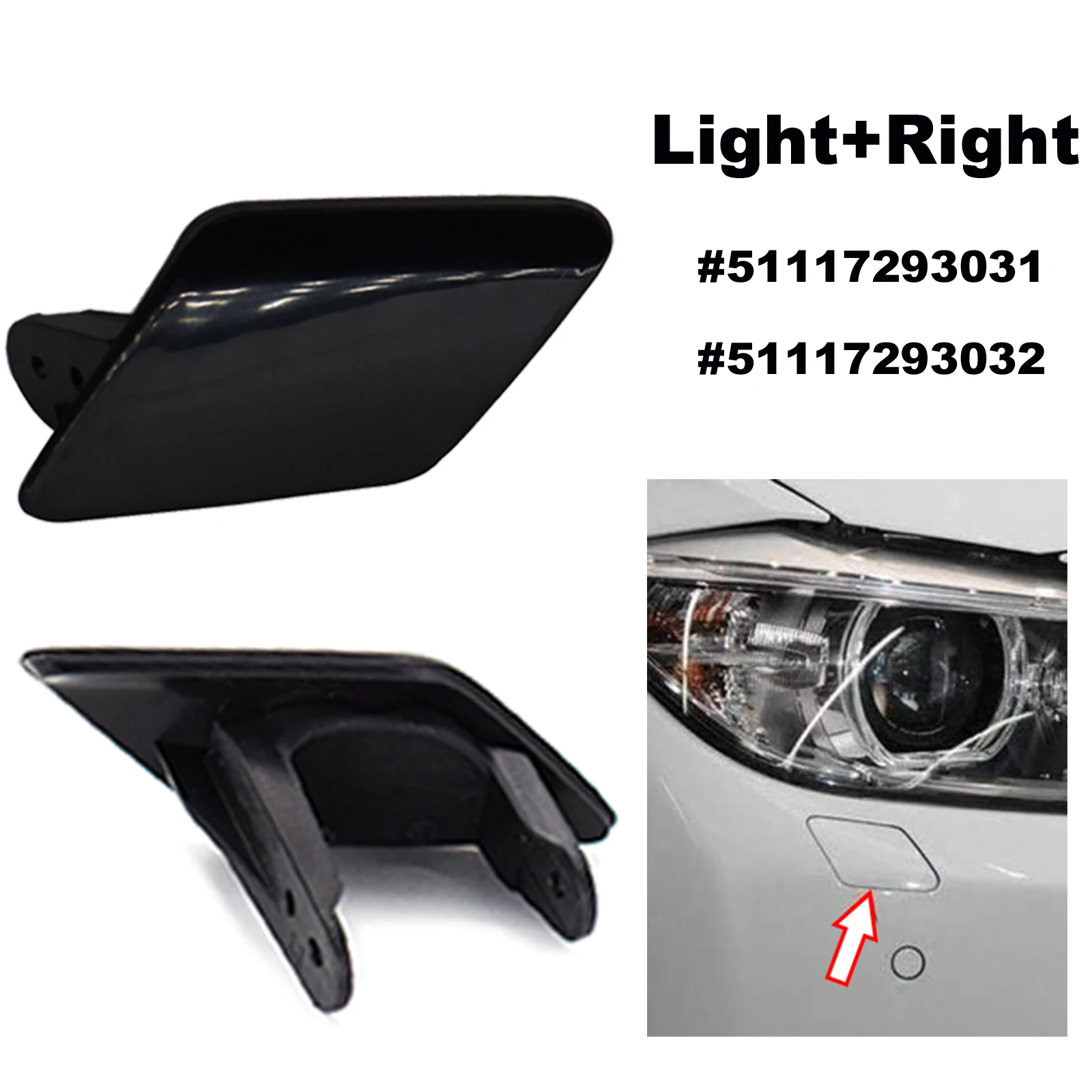 Pair Headlight Washer Nozzle Trim Cover Lid Primed Cap 51117293031 51117293032 For BMW 320i 328i 335i F30 F31 2012 2013 2014