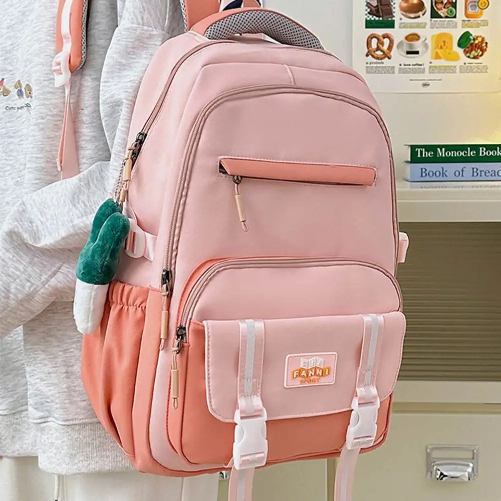 

Fashion Nylon Large Student School Bag Capacity Waterproof Backpack Korean Style Leisure Schoolbag Women Men