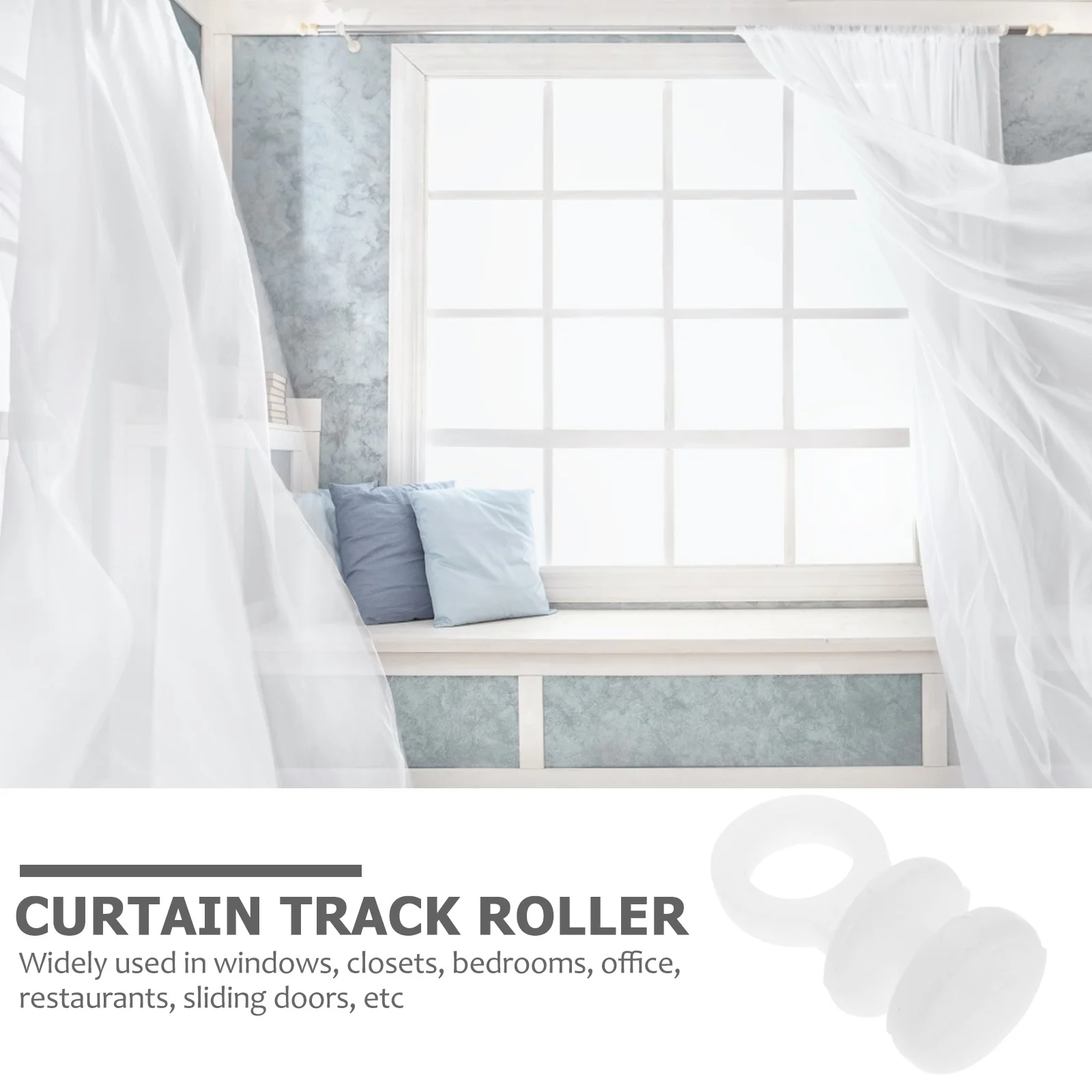 

200Pcs Plastic Curtain Rollers Free Rolling Track Wheels for Sliding Doors Room Dividers Curtains Humid Environment Use