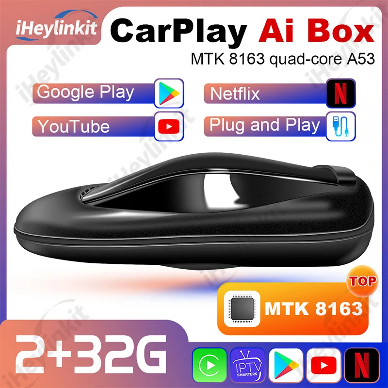 

T63 AI Box Android 9.0 Wireless Carplay Adapter Android Auto Smart TV Box Built in GPS 32G for Volvo VW Benz Car Accessories