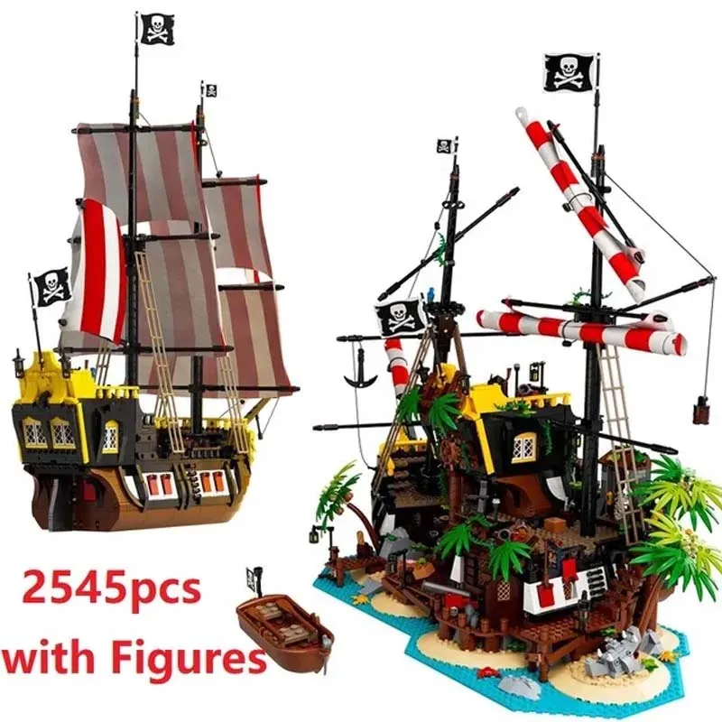 

Compatible 21322 698998 Pirates Of Barracuda Bay Ship Two Ways Structure Building Blocks Bricks Boat Toy Christmas Birthday Gift