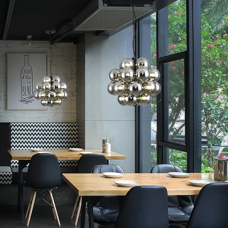 2025New Bubble Ball Design Chandelier Modern Restaurant Pendant Light Creative Art Bar Counter Table Lamp Home Decor G9 Bulb