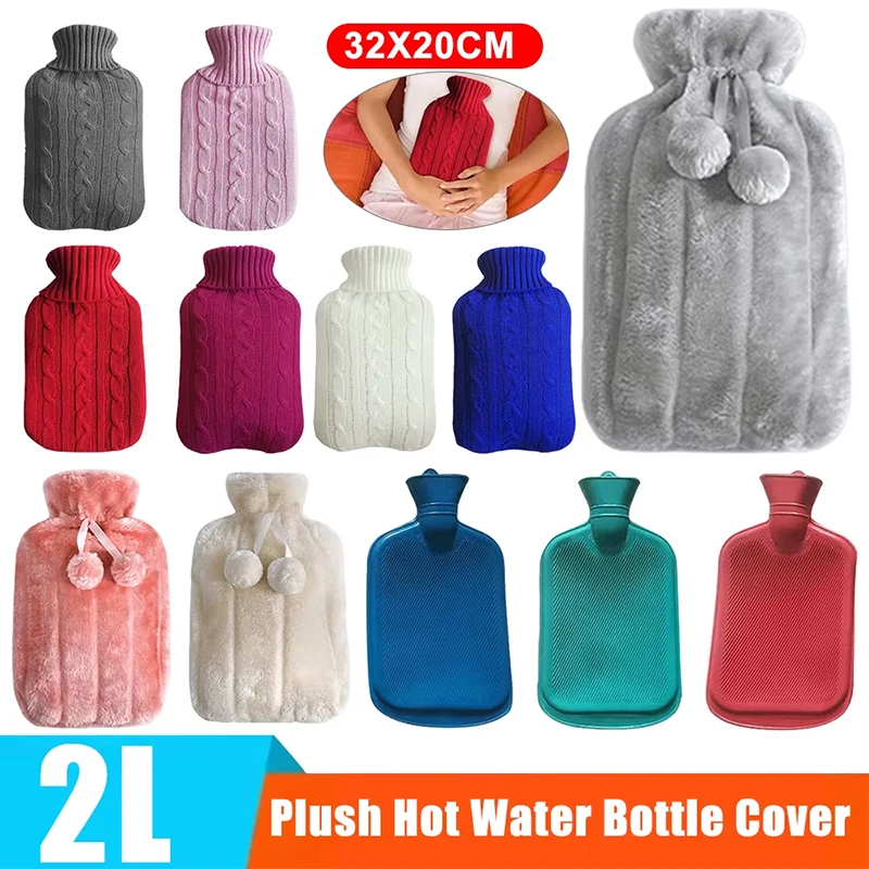 Rubber Hot Water Bag Plush Cloth Cover Imitation Rabbit Hair Cloth Cover Hand Warm Treasure Hot Water Bag Winter Warm Water Bag