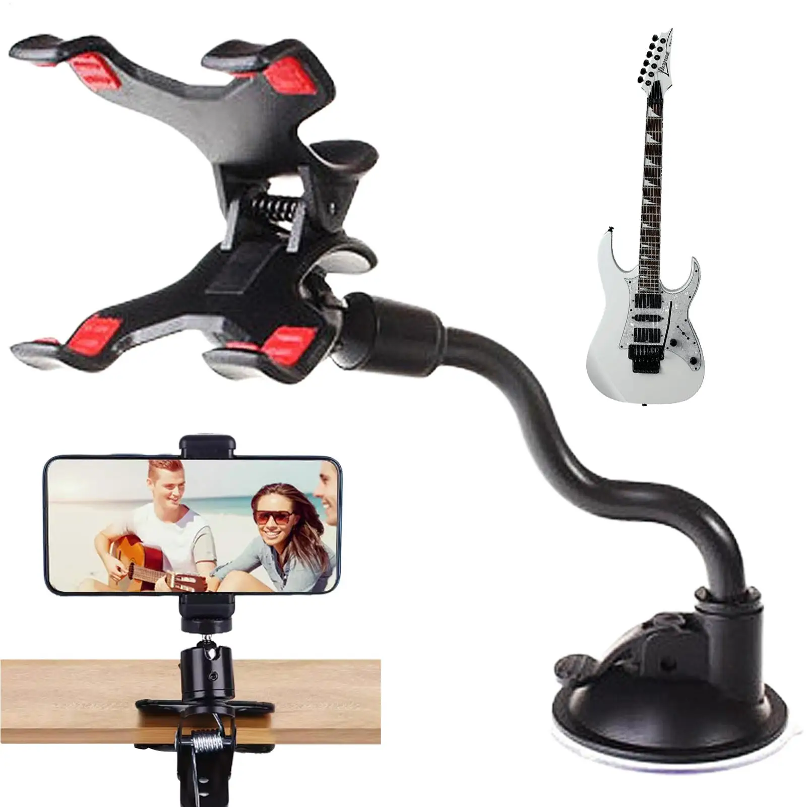 

Крепление для телефона на гитаре, держатель для бас-смартфона, регулируемый портативный зажим, крепление для телефона для музыкантов, играющих в гавайской гитаре, электрогитара