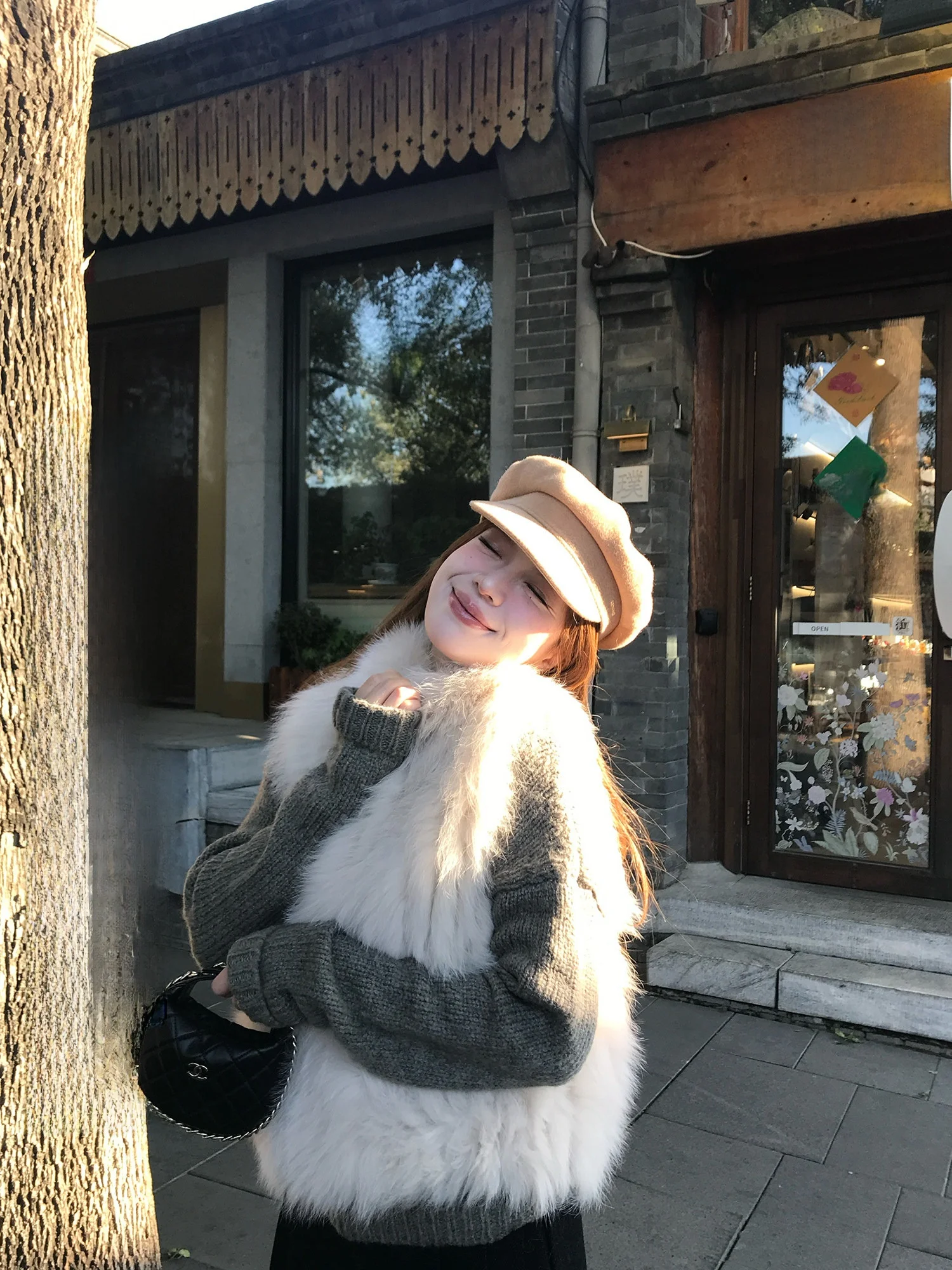 

True Fur Vest Women's Winter Faion Layering Small Collar Warm Thiened Korean Sle ort Length Zipper Closure