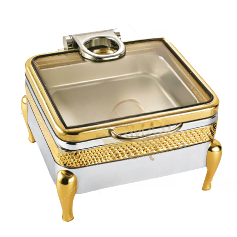 Other hotel restaurant supplies xingpai 6 litre buffet food warmer luxury serving gold chafing dish fuel