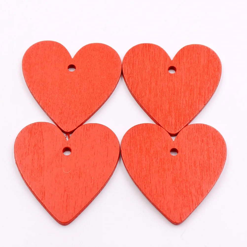 30 Pcs Pre- Drilled DIY Heart Slices Decor Wooden Pendants Natural Shape Crafts Present Ornaments