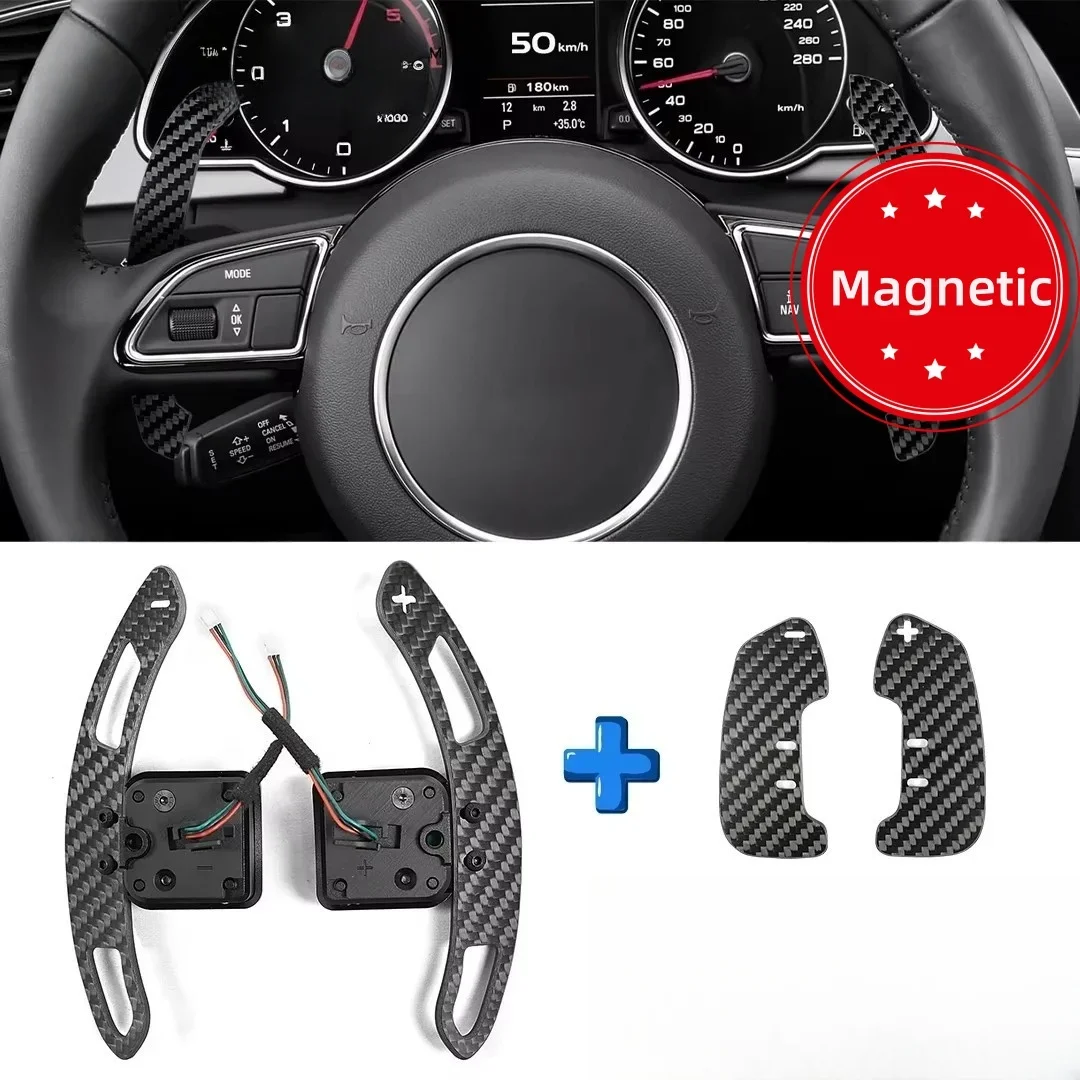 

Magnetic Real Carbon Fiber Paddle Shifter For Audi B8 B8.5Series A1 A3 A5 Q3 Q5 Q7 S1 S3 S5 SQ5 RS3 RS5 Shift Paddles Extension