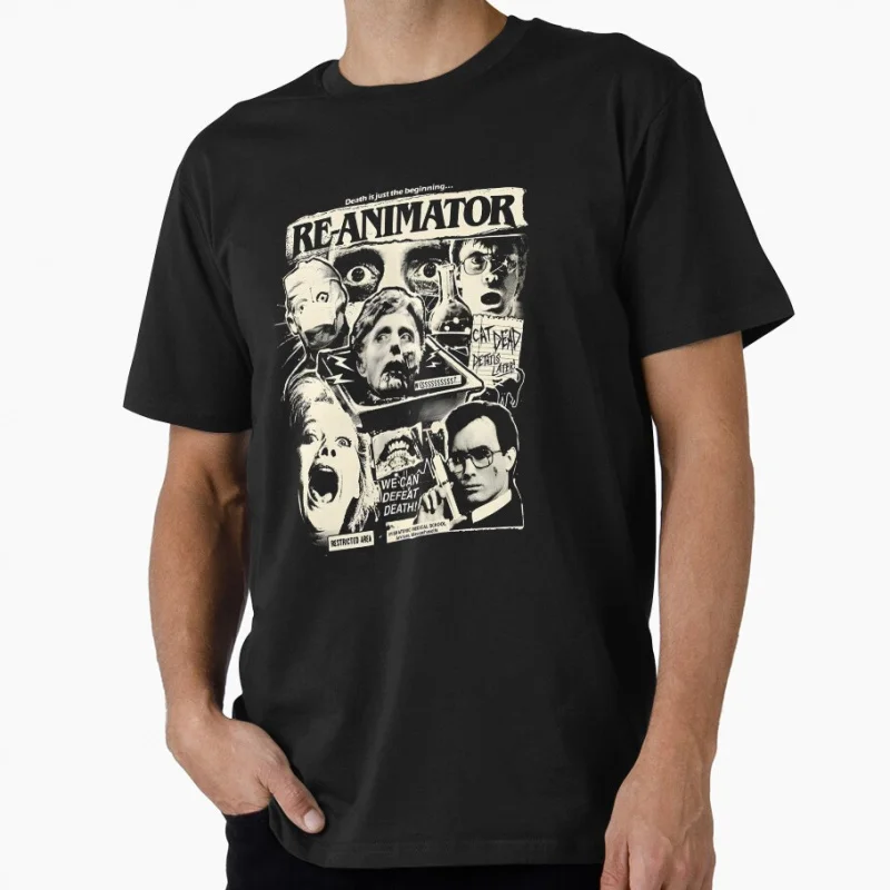 DOCTOR DEATH DEFEATED Re Animator 1985 Retro zombie horror movie Scary Halloween Gift T shirt Large size Tops printed clothes
