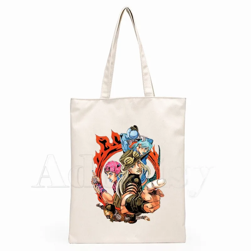 JoJo Bizarre Adventure Unisex Handbags Custom Canvas Tote Bag Print Daily Use Reusable Travel Casual Shopping Bag