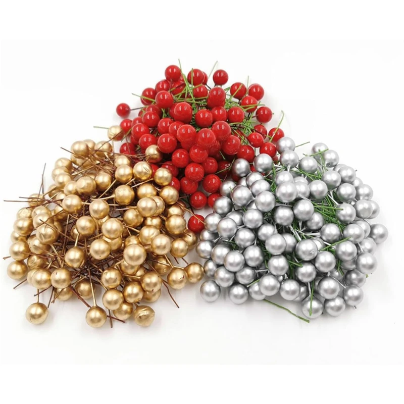 جديد 10-100 قطعة التوت الاصطناعي الأحمر وهمية التوت الكرز السداة الخرز البسيطة الأزهار إكليل حلية عيد الميلاد السنة الجديدة هدايا الحفلات