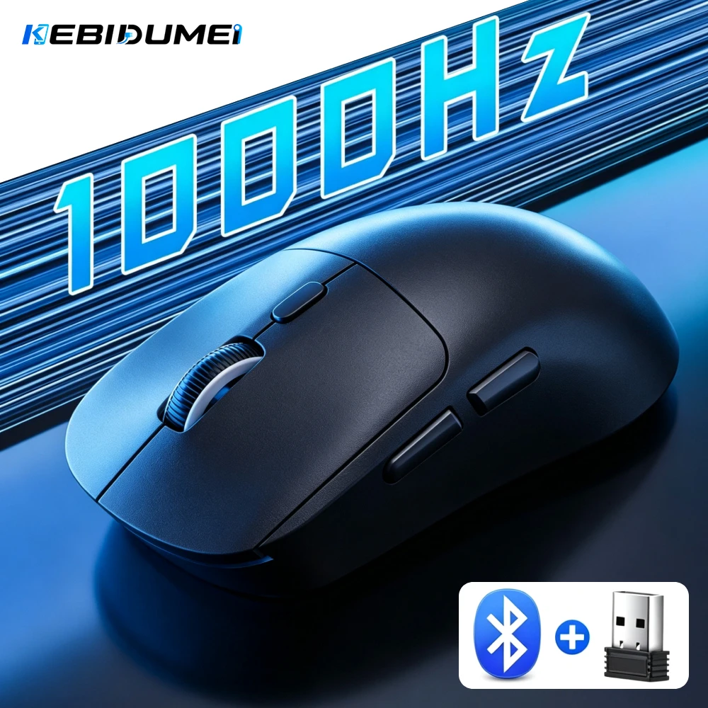 Mouse Sem Fio Recarregável KEBIDUMEI Bluetooth 5.4 2.4G Dual-mode Ergonômico para Jogos e Escritório 1600 DPI para PC e Laptop