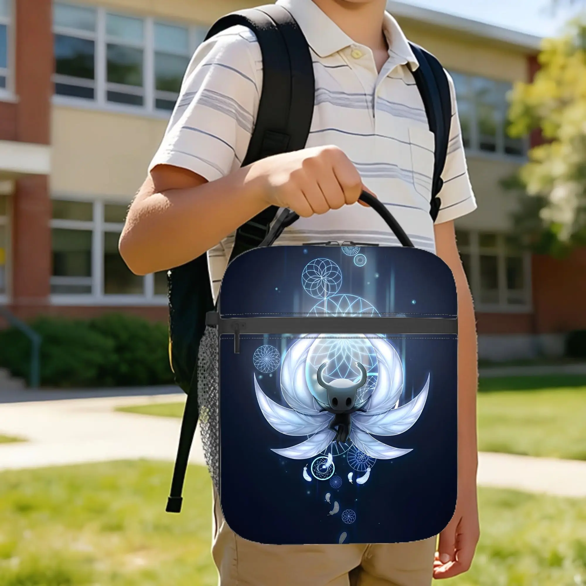 Hollow Knight Insulated Lunch Bags Portable Indie Games Action Adventure Meal Container Thermal Bag Tote Lunch Box Bento Pouch