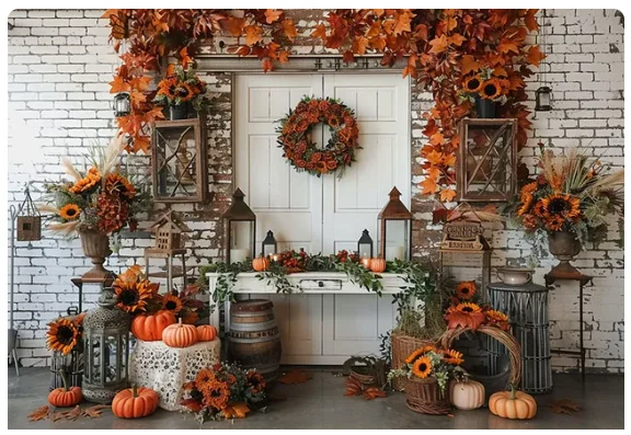 Fondos de otoño para fotografía, granja, calabaza, girasol, fiesta de cumpleaños de niños, pastel, Smash, Retrato, decoración, Pancarta, estudio