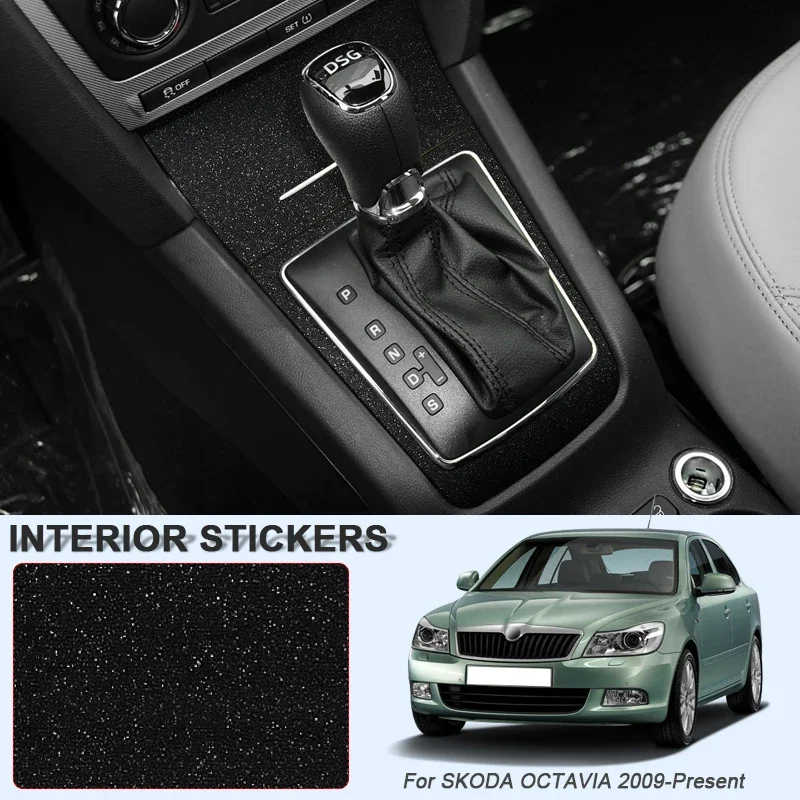 

Car Carbon Black Interior Sticker For SKODA OCTAVIA 2009-Present LHD Auto Lifting Window Panel Decal Gear Door Protective Film