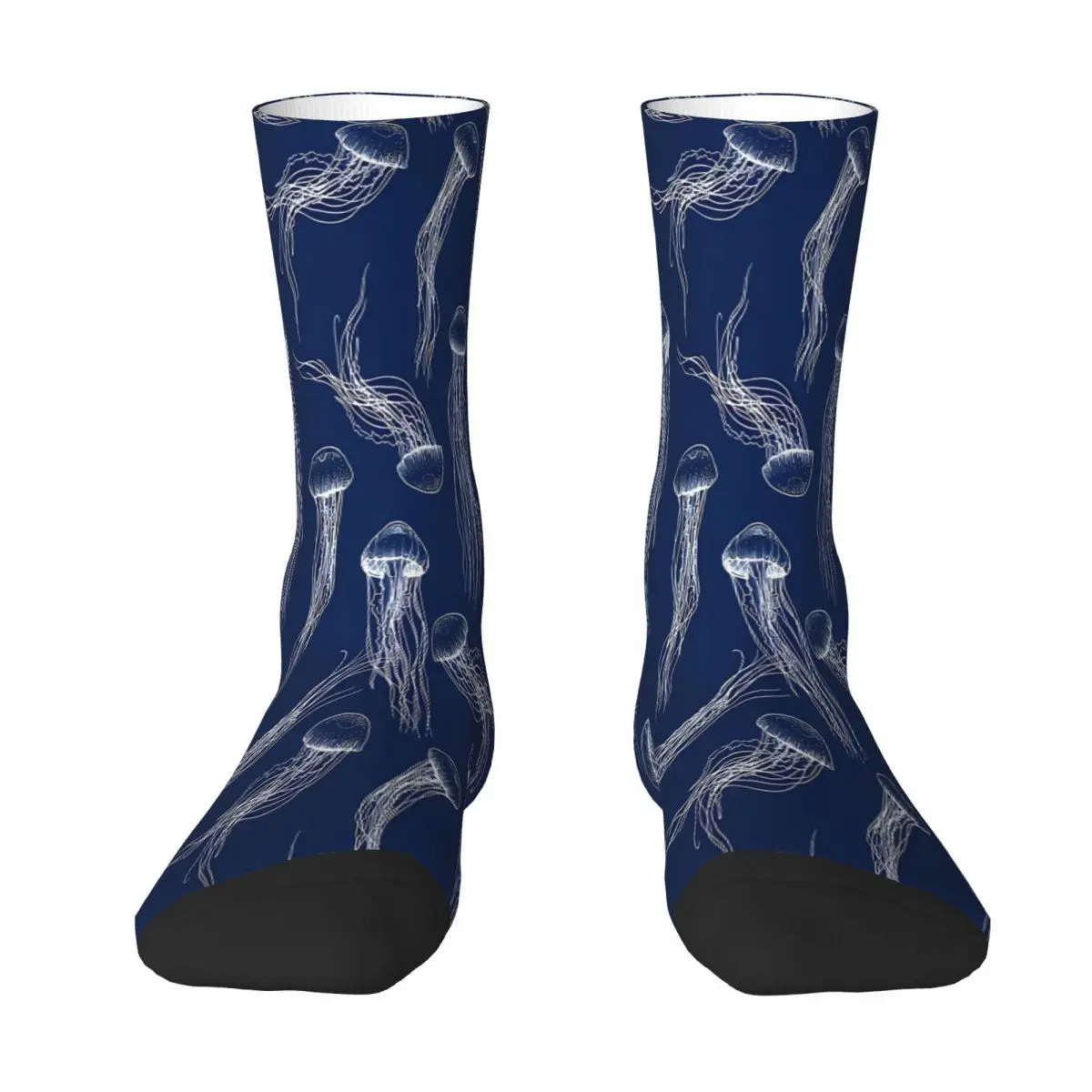 

Jellyfish Print Navy Sock Socks Men Women Polyester Stockings Customizable Hip Hop