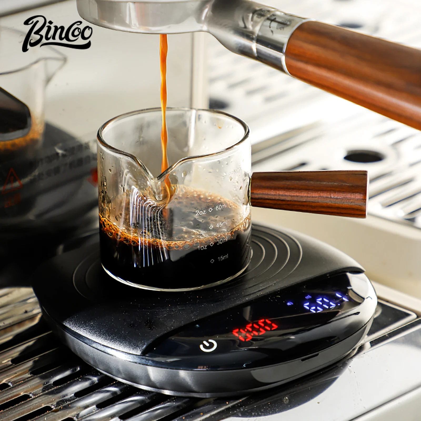 Bincoo New Smart Coffee Scale Timer 2kg/0.1g High Precision Kitchen Scales Drip Round Coffee Espresso Scale Home Barista Tools