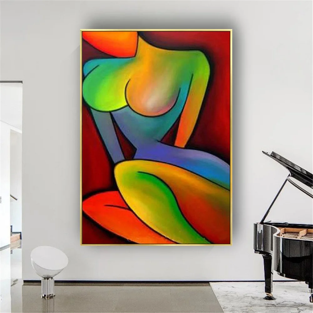 

New Design Handmade Abstract Color Sexy Nude Woman Picture Oil Painting On Canvas Art Modern Living Room Decoration Wall Artwork