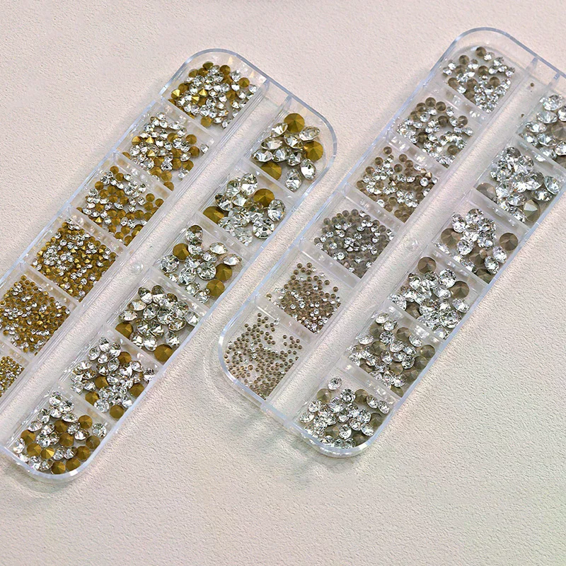 12 شبكة مختلطة مسمار صغير أحجار الراين أسفل حاد سوبر فلاش مسمار الفن كريستال الديكور الأحجار الكريمة مانيكير تلميح ثلاثية الأبعاد #4