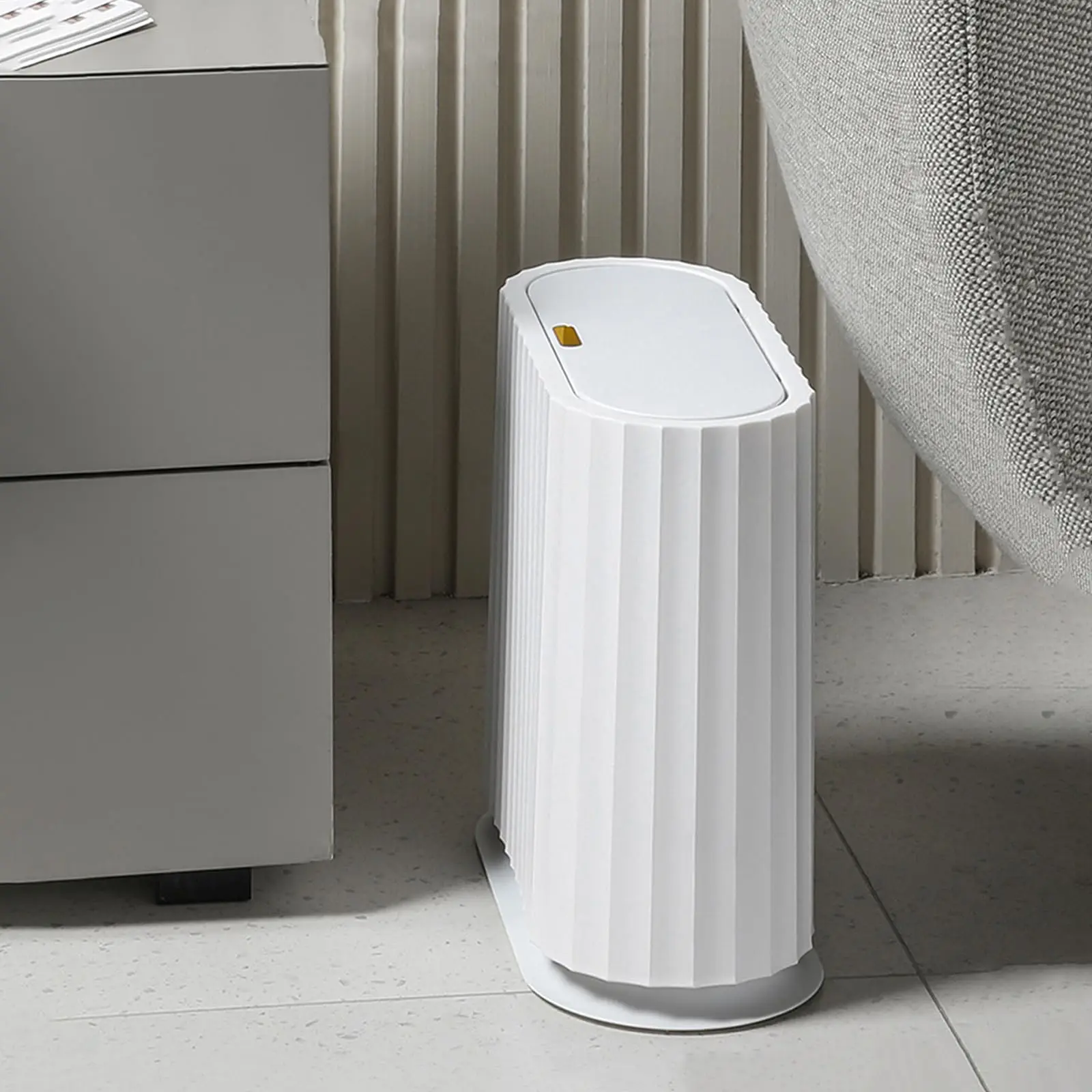 Bathroom Trash Can with Lid,10L Slim Garbage Can with Wheels,Rectangular Plastic Trash Bin Wastebasket for Living Room,Kitchen