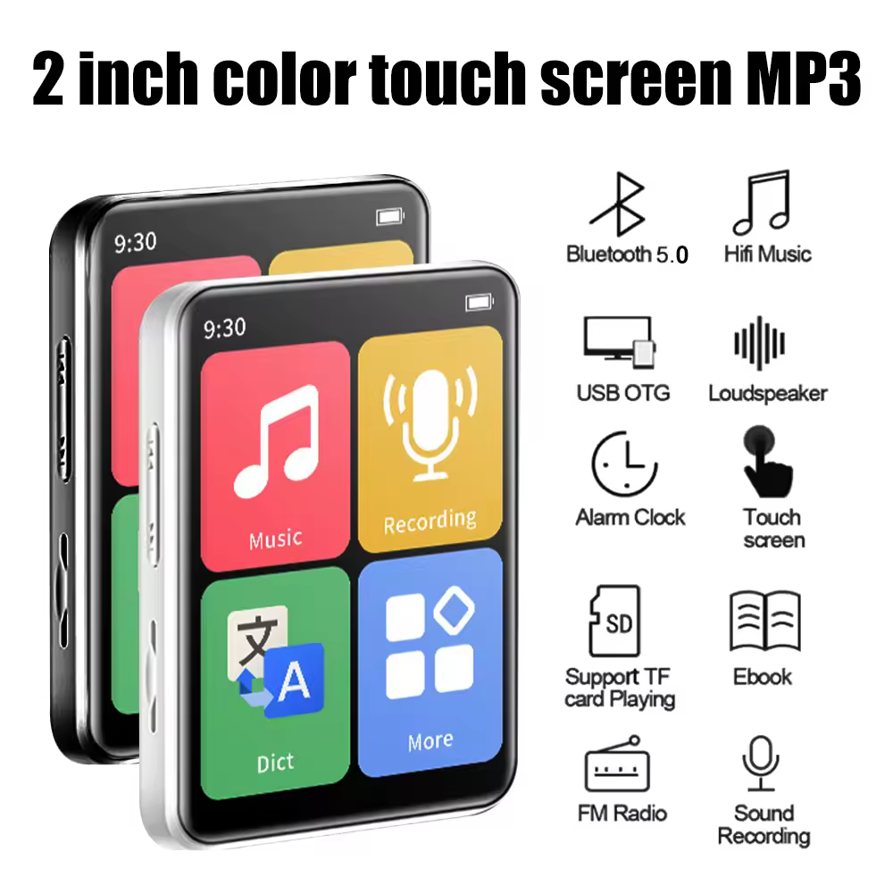 MP4 Player BT 5.0 Touch Screen Music Player Portable MP3 Player with Speakers FM Radio Recording E-Book 2-inch Screen Похожие на AliExpress