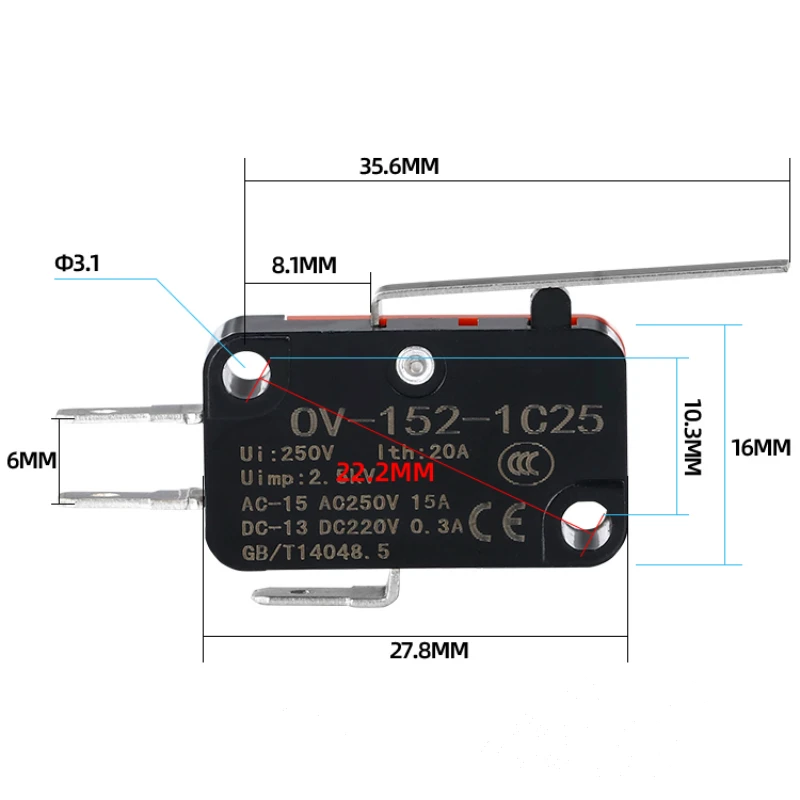 10pcs Micro Limit Switch Momentary OV-15-1C25 OV-151-1C25 OV-152-1C25 OV-153-1C25 OV-154-1C25 OV-155-1C25 OV-156-1C25 OV-15-1B5