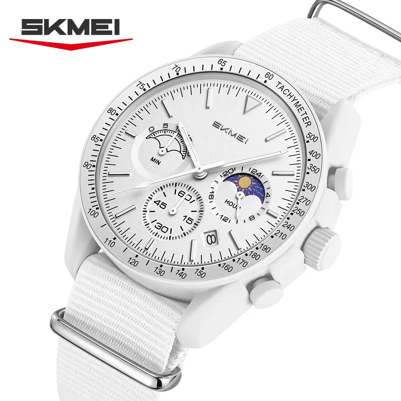 SKMEI 9392 Nylon Strap Watch Gifts reloj mujer Quartz Chronograph Watches Men Women Date 30M Waterproof Sport Wristwatch Fashion