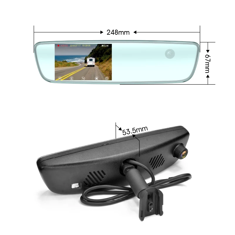 video shooting 3 ways frameless rear view mirror with recording function auto dimming mirror car blackbox